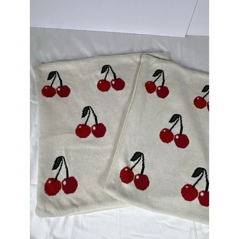 Chelsea & Theodore Home Cherry Knit Pillow Cover 20x20 Decorative Accent (2)